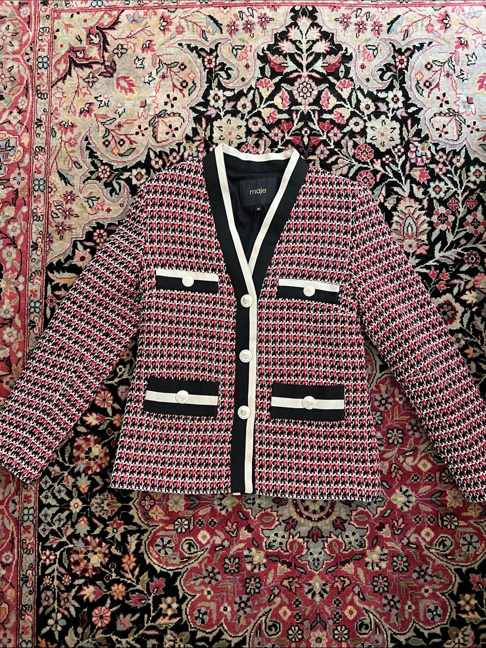 Maje Tweed Snap front Blazer size 36 Small